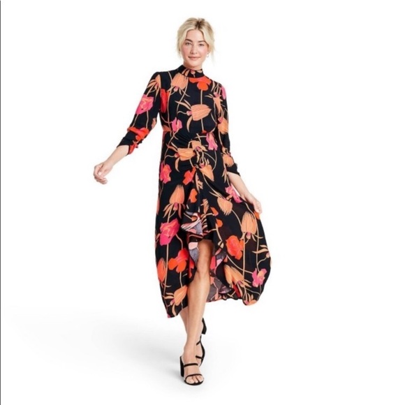 RIXO Target Floral Open Back Cascade Ruffle Dress - Picture 1 of 8